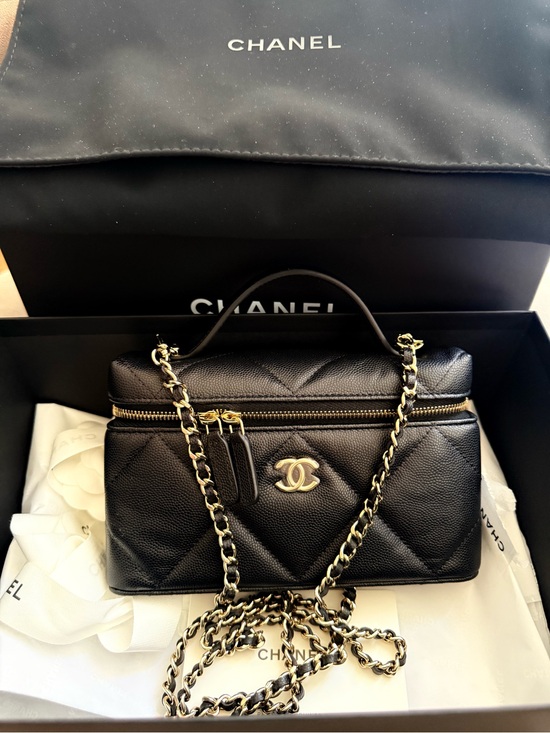 CHANEL Handbags - CHANEL Slim Vanity Top Handle With removable gold strap.